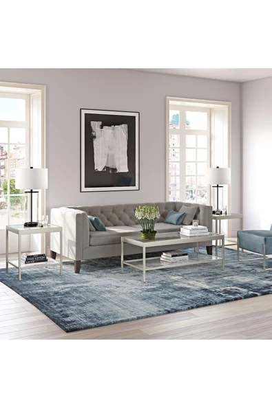 Hitit Dekorasyon Beatrice Gri Metal Orta Sehpa - Resim 6