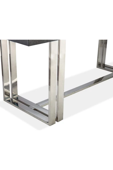 Hitit Dekorasyon Lenno Paslanmaz Metal Ahşap Yemek Masası - 4