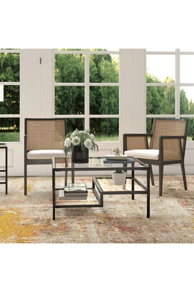 Hitit Dekorasyon Nou Siyah Metal Kare Orta Sehpa - Resim 2