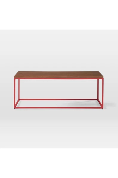 Hitit Dekorasyon Stream Metal Orta Sehpa Kırmızı Ayak Ceviz Tabla - Resim 3