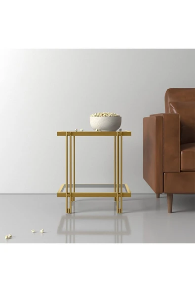 Hitit Dekorasyon Dolores Gold Metal Yan Sehpa - Resim 3