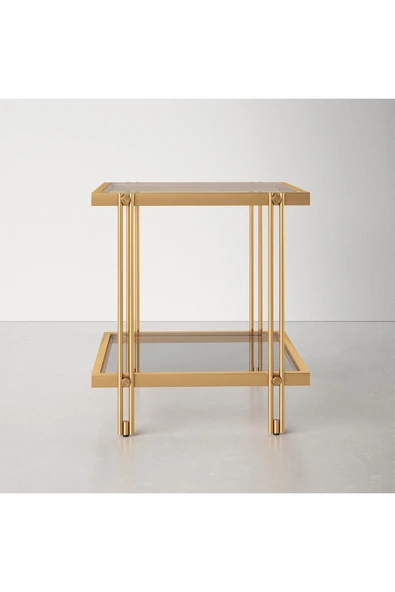 Hitit Dekorasyon Dolores Gold Metal Yan Sehpa ürün görseli 1