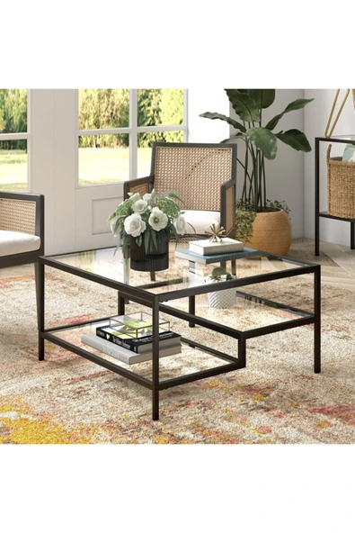 Hitit Dekorasyon Nou Siyah Metal Kare Orta Sehpa ürün görseli 1