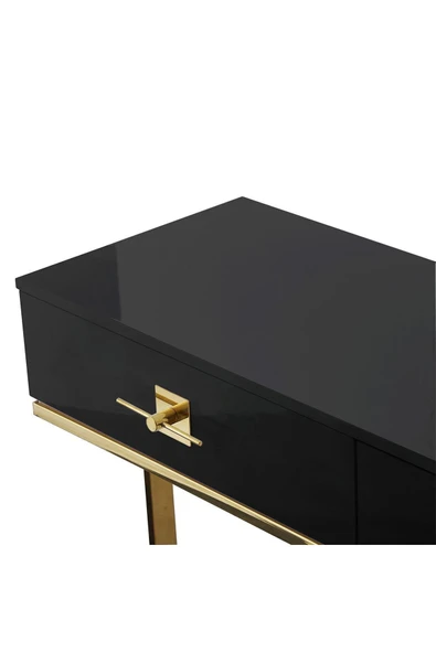 Hitit Dekorasyon Rihanna Gold Metal Siyah Dresuar - Resim 5