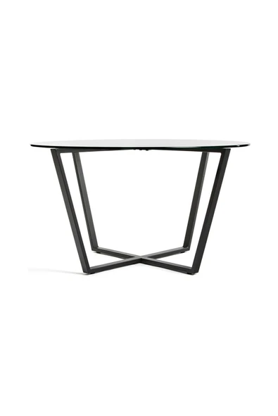 Hitit Dekorasyon Lenny Orta Sehpa Siyah Metal Ayak Şeffaf Cam Tabla - Resim 4