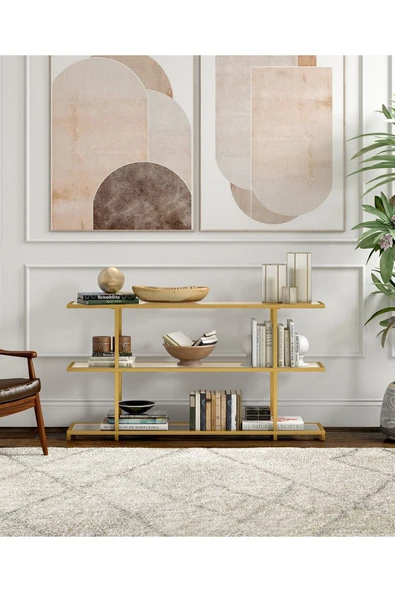 Hitit Dekorasyon Betty Gold Metal&cam Dresuar 140cm - 2