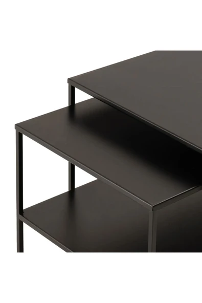 Hitit Dekorasyon Hiba Siyah Metal İkili Orta Sehpa - Resim 7