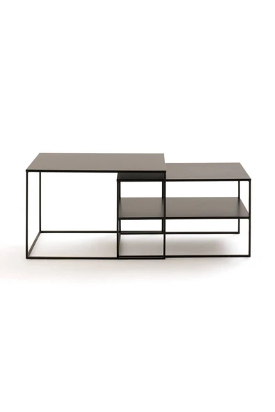 Hitit Dekorasyon Hiba Siyah Metal İkili Orta Sehpa - Resim 4