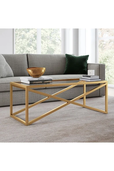 Hitit Dekorasyon Do Gold Metal Cam Orta Sehpa ürün görseli 1