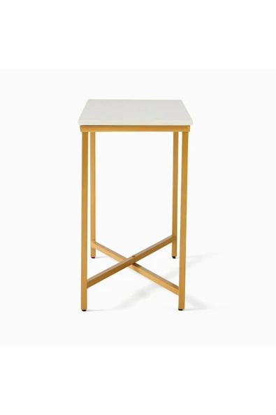 Hitit Dekorasyon Bruce Gold Metal Ahşap Yan Sehpa - 5