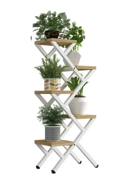 Hitit Dekorasyon Rio Metal Ahşap Saksılık Çiçeklik