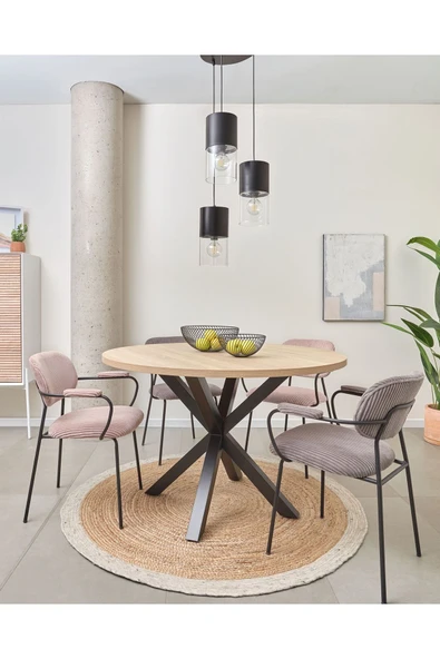 Hitit Dekorasyon Sleteos Yemek Masası Siyah Ayak Kaplamalı Mdf Tabla - Resim 2