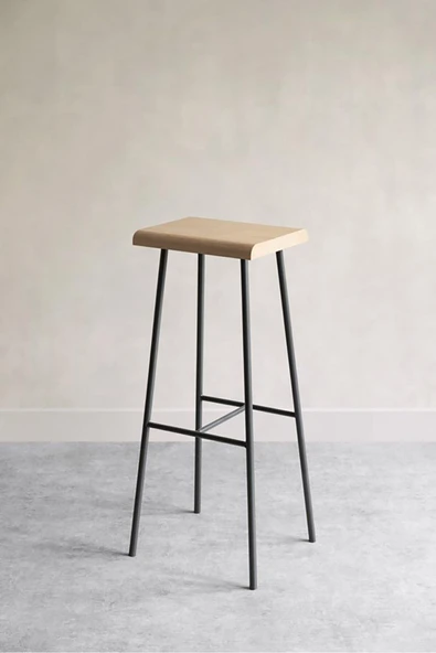 Hitit Dekorasyon Chesil Siyah Metal Ahşap Uzun Tabure