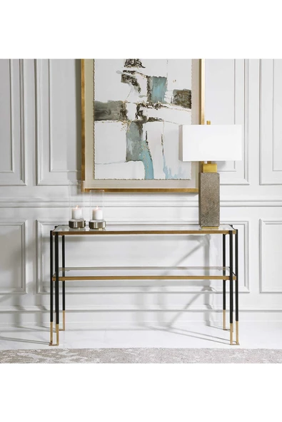 Hitit Dekorasyon Fiorella Pirinç Eskitme&siyah Metal Dresuar - Resim 2