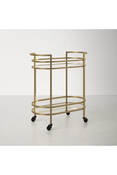 Hitit Dekorasyon Romina Gold Metal&Cam Servis Arabası - 4