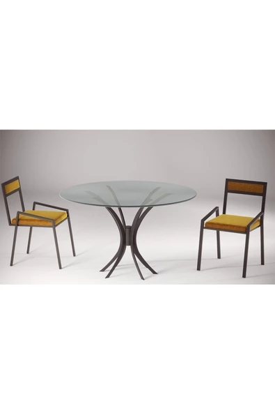 Hitit Dekorasyon Leon Siyah Metal Yuvarlak Yemek Masası - 2