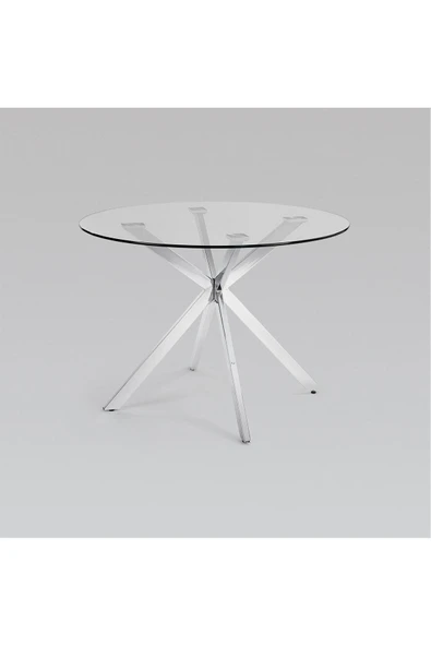 Hitit Dekorasyon Zalika Paslanmaz Metal&cam Yuvarlak Yemek Masası