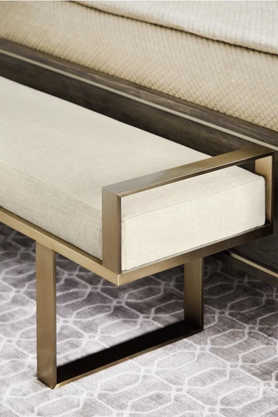 Hitit Dekorasyon Lucia Pirinç Eskitme Puf & Benç - 2