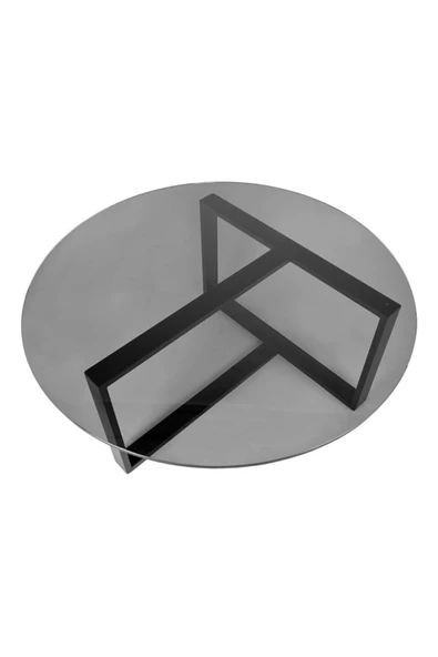 Hitit Dekorasyon Kevan Siyah Metal Cam Orta Sehpa - Resim 3