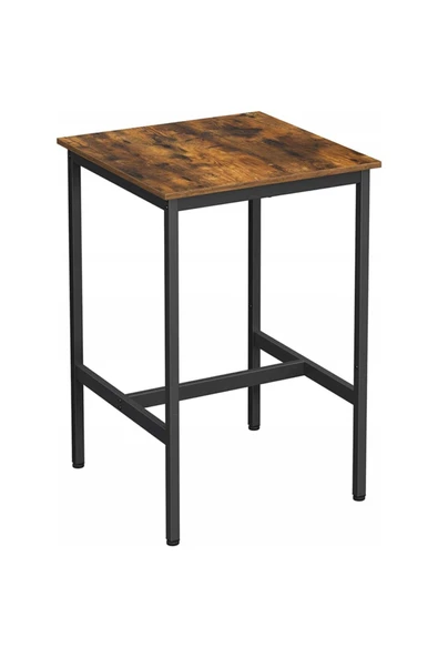 Hitit Dekorasyon Baro Siyah Metal Ahşap Yemek Masası Yüksek 60x60x90 - 4
