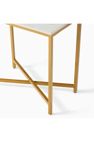 Hitit Dekorasyon Bruce Gold Metal Ahşap Yan Sehpa - 4