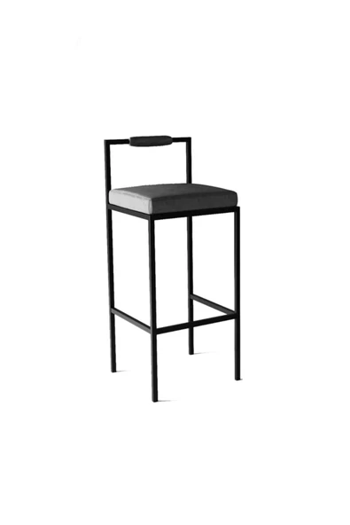 Hitit Dekorasyon Fact Siyah Metal Bar Sandalyesi Gri