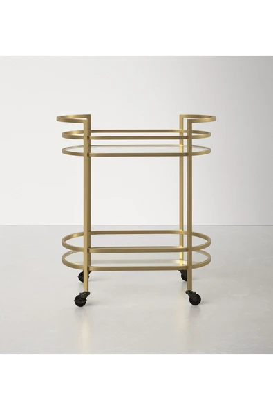 Hitit Dekorasyon Romina Gold Metal&Cam Servis Arabası