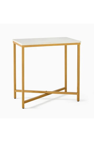 Hitit Dekorasyon Bruce Gold Metal Ahşap Yan Sehpa - 2