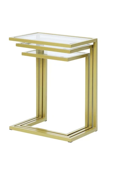 Hitit Dekorasyon Bruc Gold Metal 3'lü Zigon Sehpa ürün görseli 1