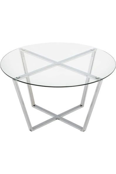 Hitit Dekorasyon Lisa Gümüş Renk Yuvarlak Yemek Masası