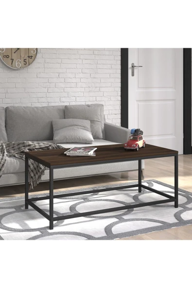 Hitit Dekorasyon Bella Siyah Metal Ahşap Orta Sehpa - Resim 3