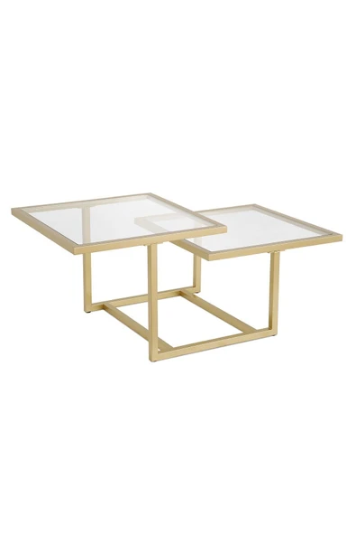 Hitit Dekorasyon Chic Gold Metal Cam Orta Sehpa - Resim 3