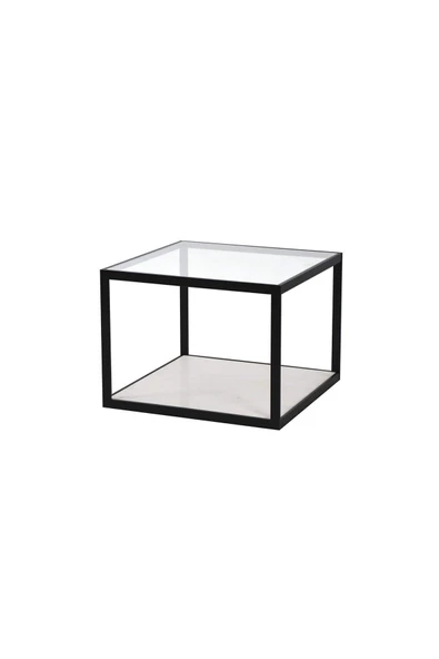 Hitit Dekorasyon Meteo Siyah Metal Cam Ahşap 4'lü Orta Sehpa - Resim 4