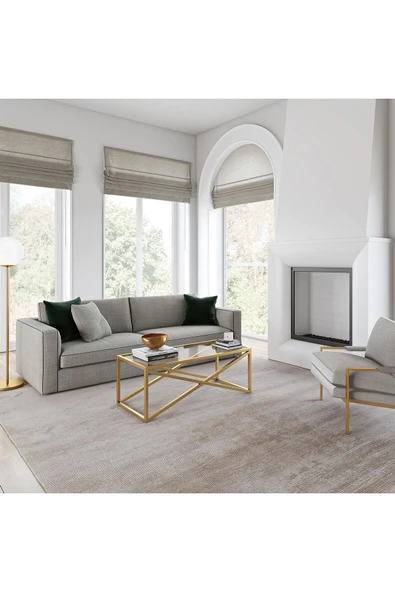 Hitit Dekorasyon Do Gold Metal Cam Orta Sehpa - Resim 2