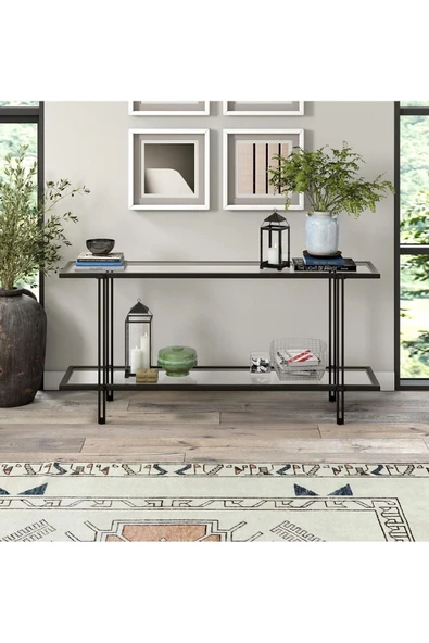 Hitit Dekorasyon Dolores Siyah Metal&cam Dresuar 140cm - 4