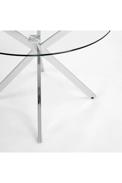 Hitit Dekorasyon Zalika Paslanmaz Metal&cam Yuvarlak Yemek Masası - 2