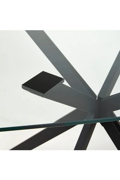 Hitit Dekorasyon Zalika Siyah Metal Yemek Masası - 3