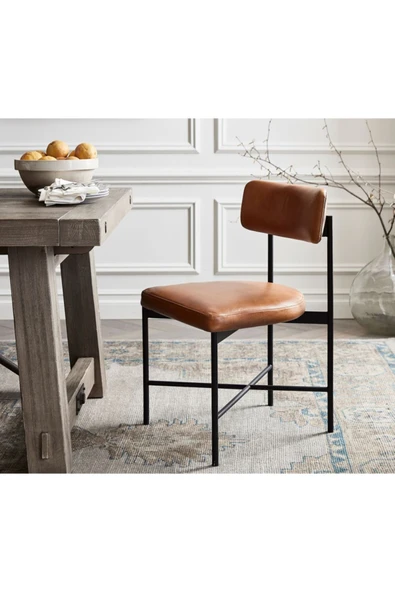 Hitit Dekorasyon Mais Siyah Metal Sandalye Deri
