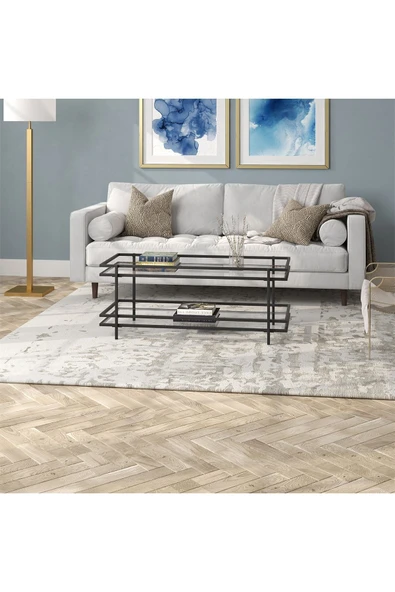 Hitit Dekorasyon Yashira Siyah Metal&cam Orta Sehpa - 4