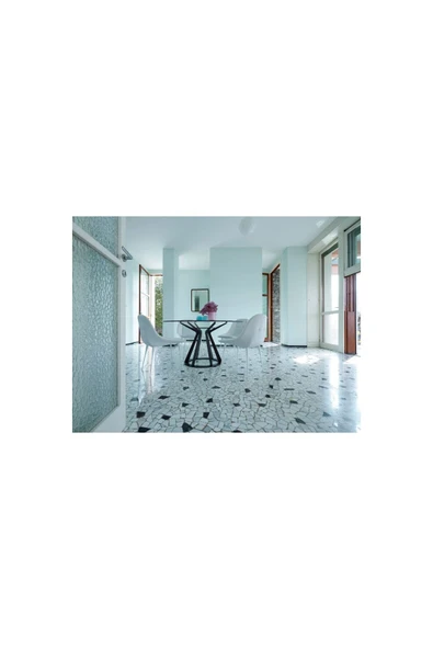 Hitit Dekorasyon Jaex Siyah Metal Cam Yuvarlak Yemek Masası - Resim 3