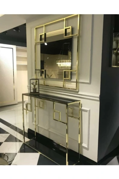 Hitit Dekorasyon Marisa Gold Dresuar&konsol Ayna Takım ürün görseli