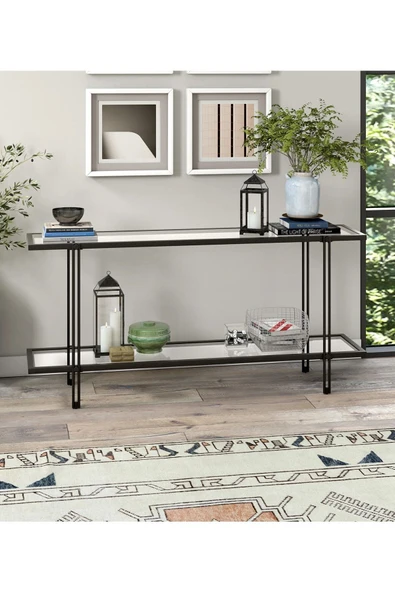 Hitit Dekorasyon Dolores Siyah Metal&cam Dresuar 140cm - 5