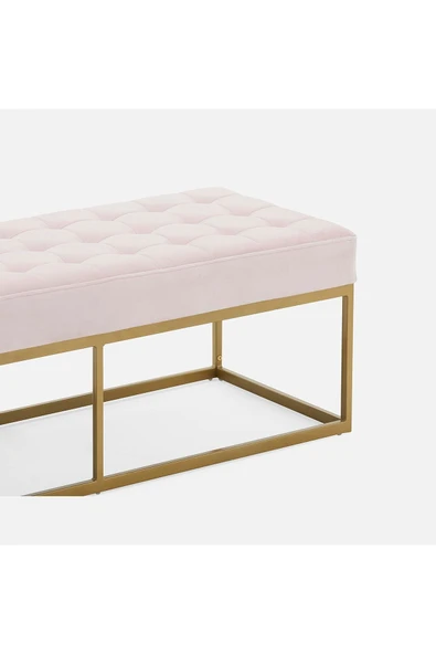 Hitit Dekorasyon Camron Gold Metal Bench Pembe - 4