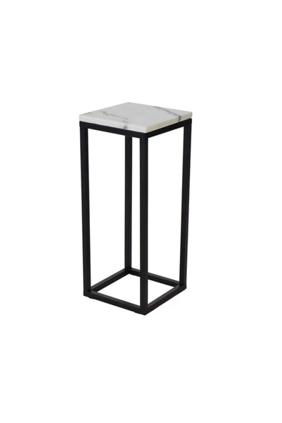 Hitit Dekorasyon Leva Siyah Metal Mermerli Yan Sehpa 65cm ürün görseli 1