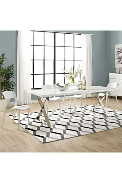 Hitit Dekorasyon Shine Paslanmaz Metal Yemek Masası ürün görseli 1