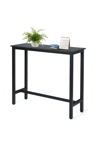 Hitit Dekorasyon Nin Siyah Metal Ahşap Dresuar Konsol Siyah Mermer Desenli