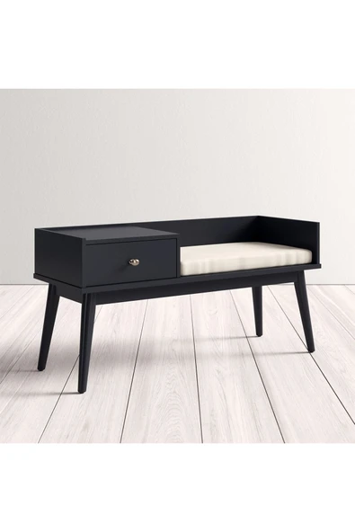 Hitit Dekorasyon Skyler Siyah Ahşap Benç - 4