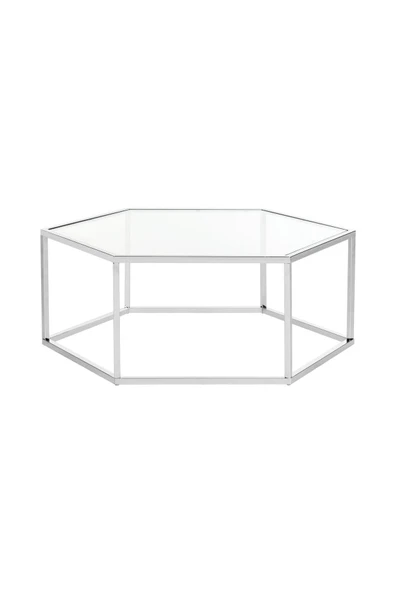 Hitit Dekorasyon Cays Paslanmaz Metal Cam Orta Sehpa - Resim 3