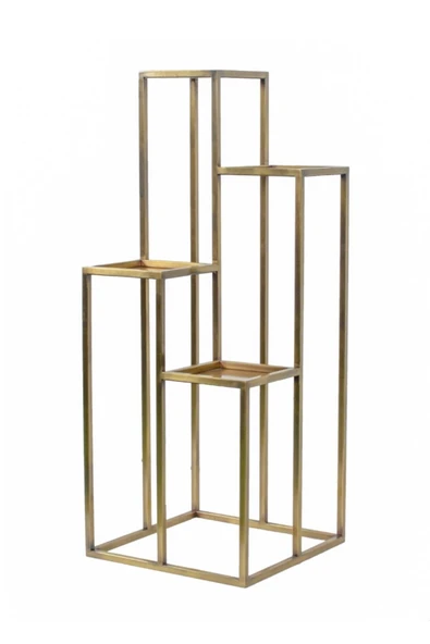 Hitit Dekorasyon Pithana Pirinç Eskitme Saksılık Çiçek Rafı Saksı Standı