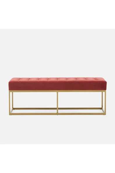 Hitit Dekorasyon Camron Gold Metal Bench Kırmızı - 2